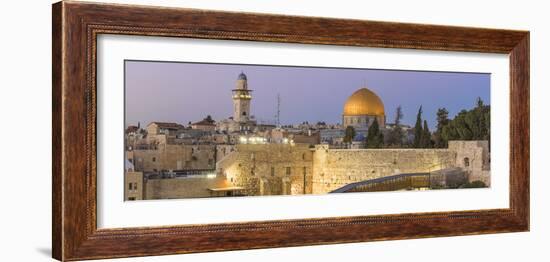 Israel, Jerusalem, Old City, Temple Mount, Dome of the Rock and The Western Wall - know as the Wail-Jane Sweeney-Framed Photographic Print