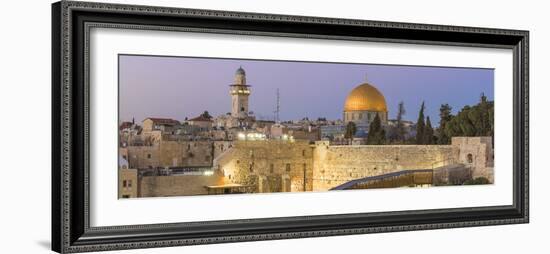 Israel, Jerusalem, Old City, Temple Mount, Dome of the Rock and The Western Wall - know as the Wail-Jane Sweeney-Framed Photographic Print