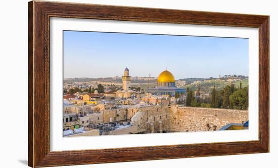 Israel, Jerusalem, Old City, Temple Mount, Dome of the Rock and The Western Wall - know as the Wail-Jane Sweeney-Framed Photographic Print