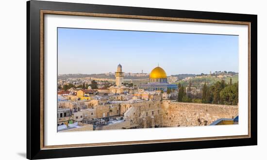 Israel, Jerusalem, Old City, Temple Mount, Dome of the Rock and The Western Wall - know as the Wail-Jane Sweeney-Framed Photographic Print