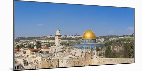 Israel, Jerusalem, Old City, Temple Mount, Dome of the Rock and The Western Wall - know as the Wail-Jane Sweeney-Mounted Photographic Print