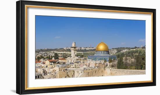 Israel, Jerusalem, Old City, Temple Mount, Dome of the Rock and The Western Wall - know as the Wail-Jane Sweeney-Framed Photographic Print