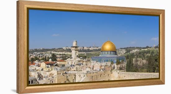 Israel, Jerusalem, Old City, Temple Mount, Dome of the Rock and The Western Wall - know as the Wail-Jane Sweeney-Framed Premier Image Canvas