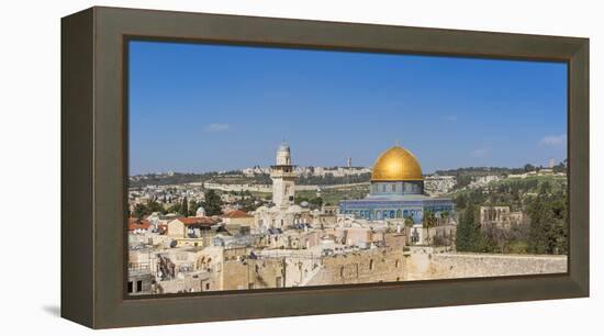 Israel, Jerusalem, Old City, Temple Mount, Dome of the Rock and The Western Wall - know as the Wail-Jane Sweeney-Framed Premier Image Canvas