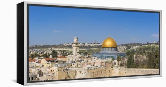 Israel, Jerusalem, Old City, Temple Mount, Dome of the Rock and The Western Wall - know as the Wail-Jane Sweeney-Framed Premier Image Canvas