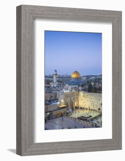 Israel, Jerusalem, Old City, Temple Mount, Dome of the Rock and The Western Wall - know as the Wail-Jane Sweeney-Framed Photographic Print