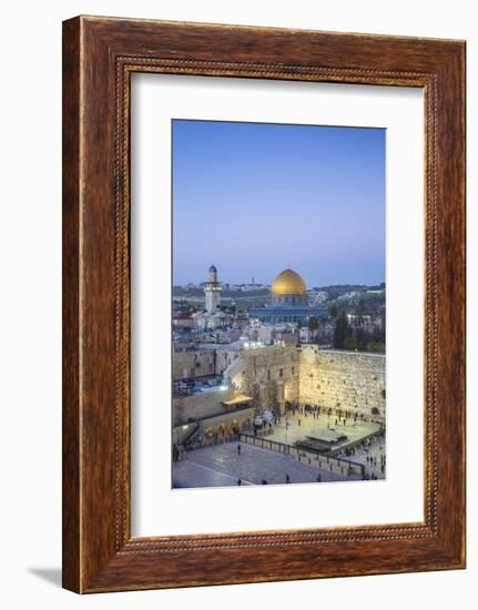 Israel, Jerusalem, Old City, Temple Mount, Dome of the Rock and The Western Wall - know as the Wail-Jane Sweeney-Framed Photographic Print