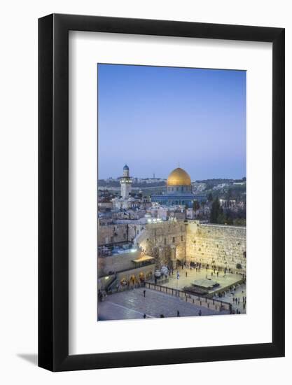 Israel, Jerusalem, Old City, Temple Mount, Dome of the Rock and The Western Wall - know as the Wail-Jane Sweeney-Framed Photographic Print