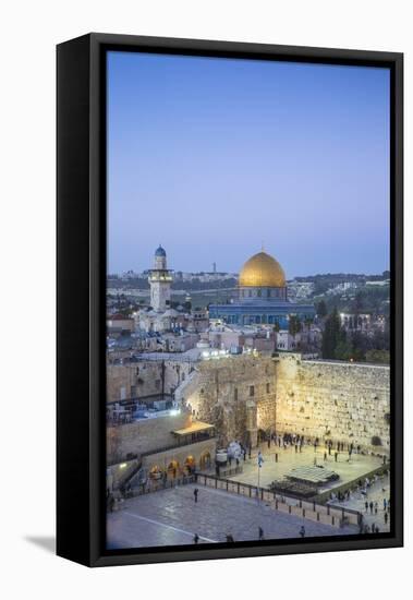 Israel, Jerusalem, Old City, Temple Mount, Dome of the Rock and The Western Wall - know as the Wail-Jane Sweeney-Framed Premier Image Canvas