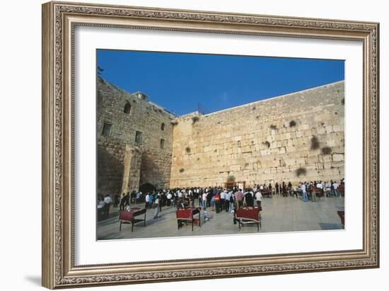 Israel, Jerusalem, People Praying in Front of Western Wall-null-Framed Giclee Print