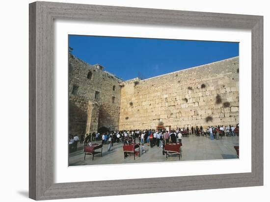 Israel, Jerusalem, People Praying in Front of Western Wall-null-Framed Giclee Print