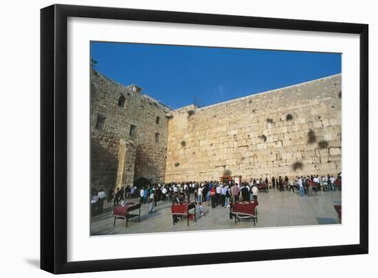 Israel, Jerusalem, People Praying in Front of Western Wall-null-Framed Giclee Print