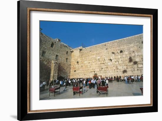 Israel, Jerusalem, People Praying in Front of Western Wall-null-Framed Giclee Print