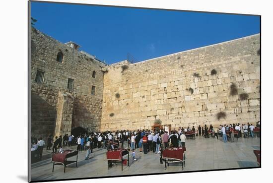 Israel, Jerusalem, People Praying in Front of Western Wall-null-Mounted Giclee Print