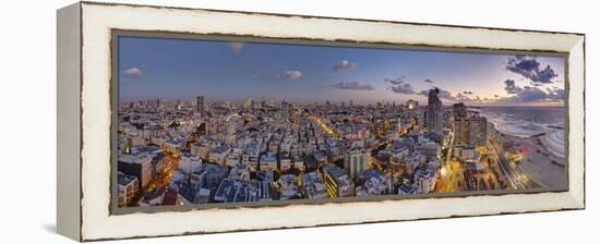 Israel, Tel Aviv, Elevated Dusk View of Beachfront Hotel-Gavin Hellier-Framed Premier Image Canvas