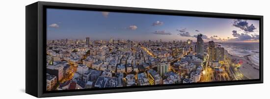 Israel, Tel Aviv, Elevated Dusk View of Beachfront Hotel-Gavin Hellier-Framed Premier Image Canvas