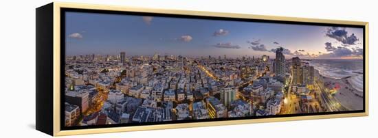 Israel, Tel Aviv, Elevated Dusk View of Beachfront Hotel-Gavin Hellier-Framed Premier Image Canvas