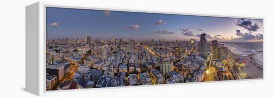 Israel, Tel Aviv, Elevated Dusk View of Beachfront Hotel-Gavin Hellier-Framed Premier Image Canvas