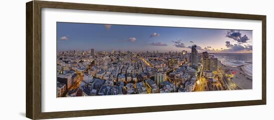 Israel, Tel Aviv, Elevated Dusk View of Beachfront Hotel-Gavin Hellier-Framed Premium Photographic Print