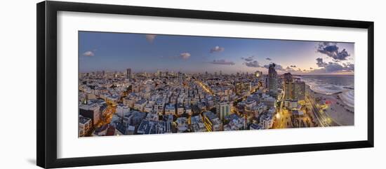 Israel, Tel Aviv, Elevated Dusk View of Beachfront Hotel-Gavin Hellier-Framed Premium Photographic Print