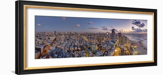 Israel, Tel Aviv, Elevated Dusk View of Beachfront Hotel-Gavin Hellier-Framed Premium Photographic Print