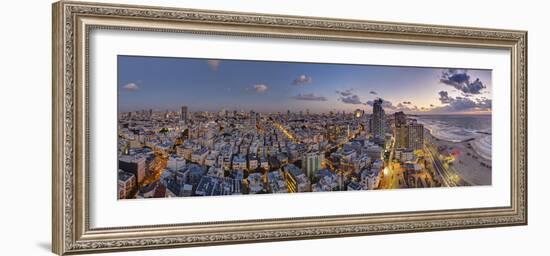 Israel, Tel Aviv, Elevated Dusk View of Beachfront Hotel-Gavin Hellier-Framed Photographic Print