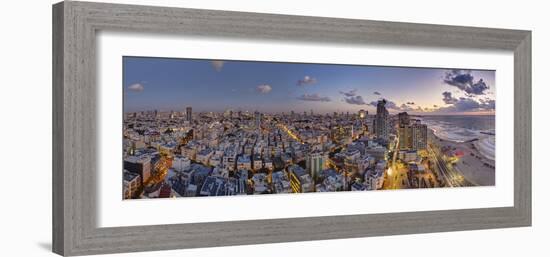 Israel, Tel Aviv, Elevated Dusk View of Beachfront Hotel-Gavin Hellier-Framed Photographic Print