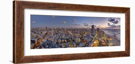 Israel, Tel Aviv, Elevated Dusk View of Beachfront Hotel-Gavin Hellier-Framed Photographic Print