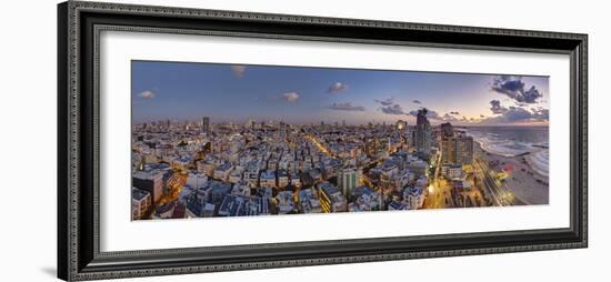 Israel, Tel Aviv, Elevated Dusk View of Beachfront Hotel-Gavin Hellier-Framed Photographic Print