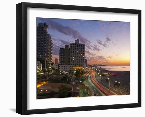 Israel, Tel Aviv, Elevated Dusk View of the City Beachfront-Gavin Hellier-Framed Photographic Print