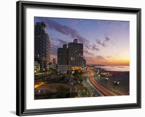 Israel, Tel Aviv, Elevated Dusk View of the City Beachfront-Gavin Hellier-Framed Photographic Print