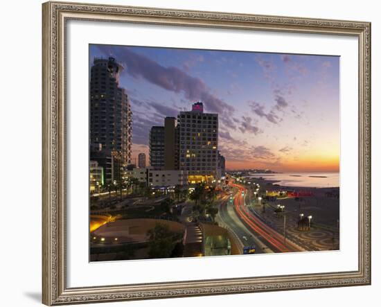 Israel, Tel Aviv, Elevated Dusk View of the City Beachfront-Gavin Hellier-Framed Photographic Print