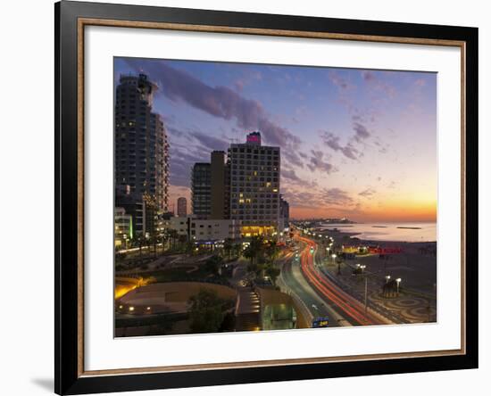 Israel, Tel Aviv, Elevated Dusk View of the City Beachfront-Gavin Hellier-Framed Photographic Print