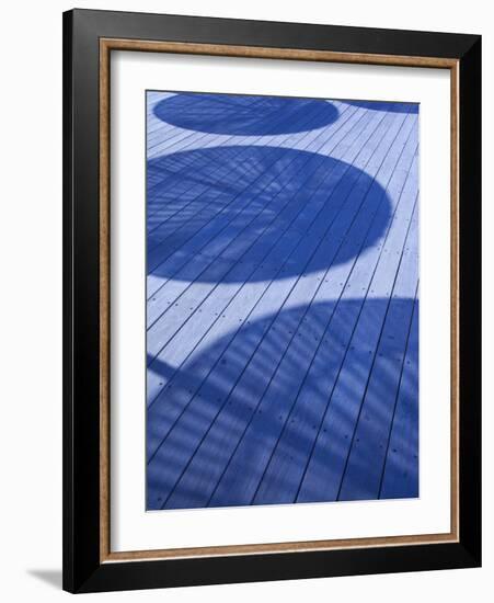 Israel, Tel Aviv, Old Port, Namal, Renovated Port Now Home to Shops and Cafes, Umbrella Shadows on -Walter Bibikow-Framed Photographic Print