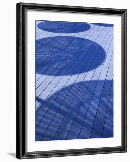 Israel, Tel Aviv, Old Port, Namal, Renovated Port Now Home to Shops and Cafes, Umbrella Shadows on -Walter Bibikow-Framed Photographic Print