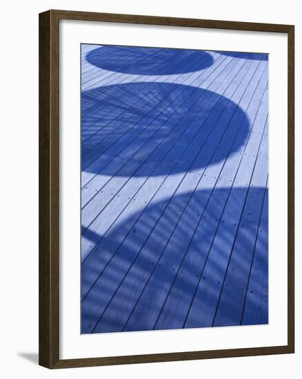 Israel, Tel Aviv, Old Port, Namal, Renovated Port Now Home to Shops and Cafes, Umbrella Shadows on -Walter Bibikow-Framed Photographic Print