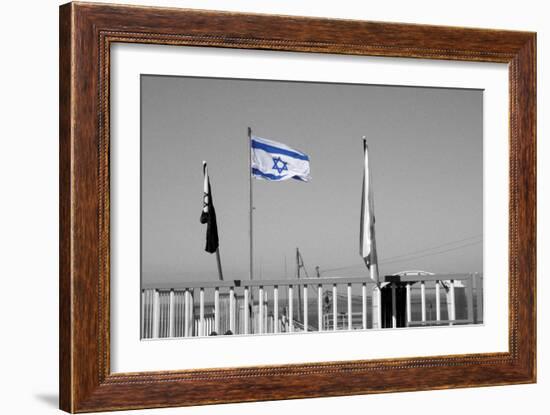 Israeli Flag on Lebanon Border-null-Framed Photo