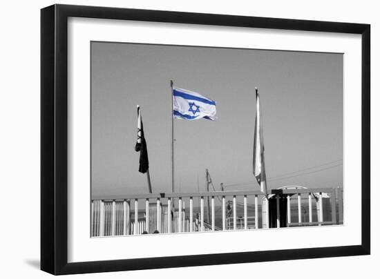 Israeli Flag on Lebanon Border-null-Framed Photo