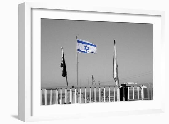 Israeli Flag on Lebanon Border-null-Framed Photo