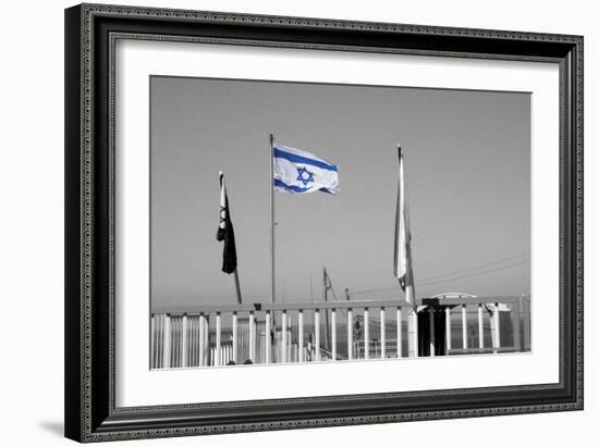 Israeli Flag on Lebanon Border-null-Framed Photo