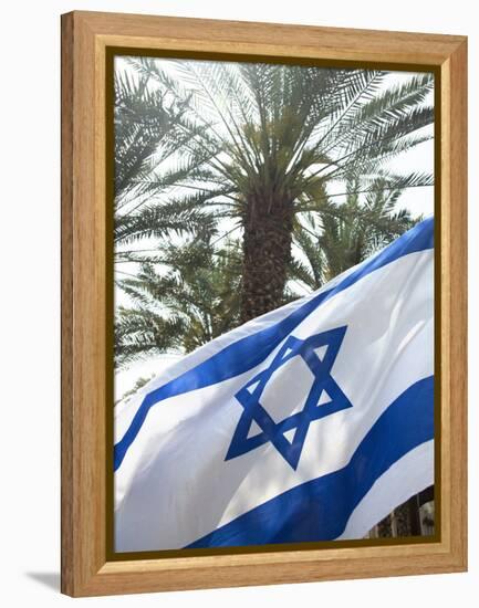 Israeli Flag with Star of David and Palm Tree, Tel Aviv, Israel, Middle East-Merrill Images-Framed Premier Image Canvas