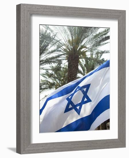 Israeli Flag with Star of David and Palm Tree, Tel Aviv, Israel, Middle East-Merrill Images-Framed Photographic Print