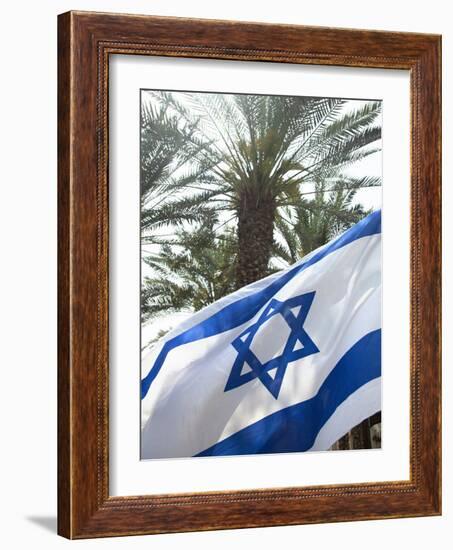 Israeli Flag with Star of David and Palm Tree, Tel Aviv, Israel, Middle East-Merrill Images-Framed Photographic Print