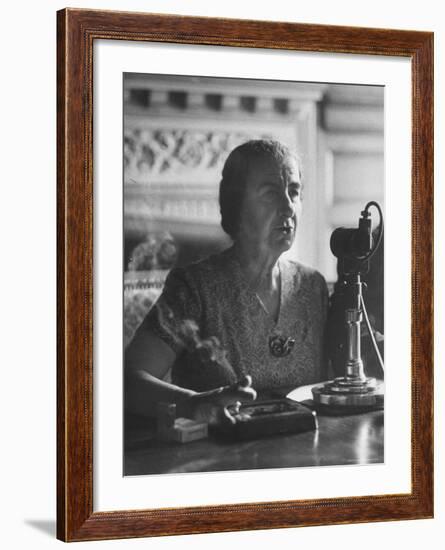 Israeli Foreign Minister Golda Meir Speaking at Press Conference-Loomis Dean-Framed Premium Photographic Print