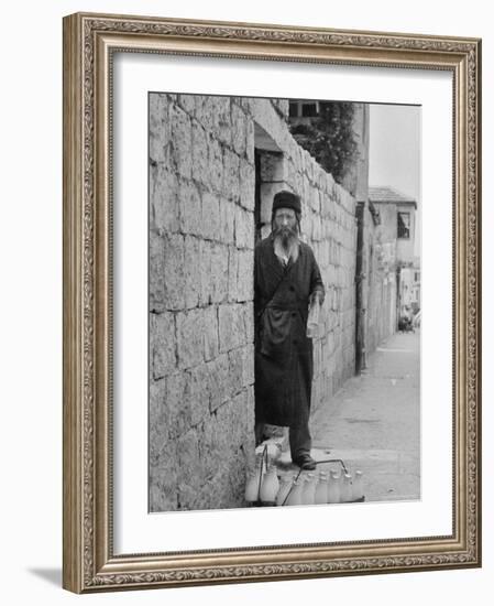 Israeli Man Delivering Milk-Paul Schutzer-Framed Photographic Print