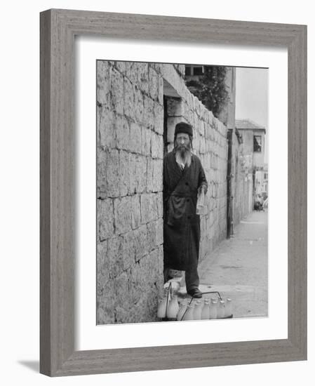 Israeli Man Delivering Milk-Paul Schutzer-Framed Photographic Print