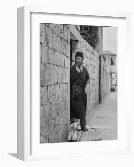Israeli Man Delivering Milk-Paul Schutzer-Framed Photographic Print