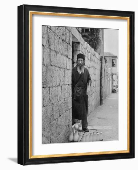 Israeli Man Delivering Milk-Paul Schutzer-Framed Photographic Print