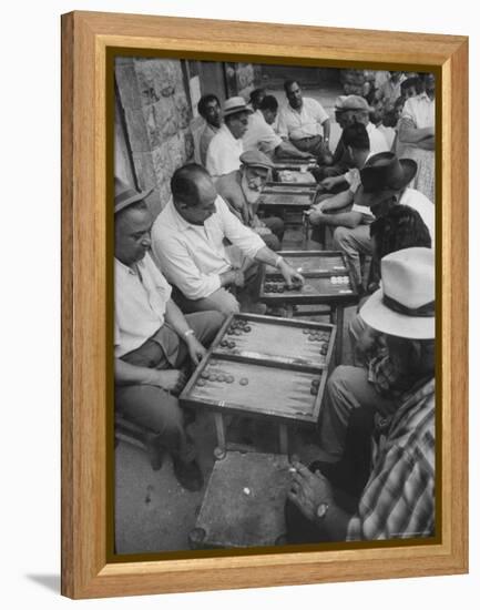 Israeli Men Playing Backgammon-Paul Schutzer-Framed Premier Image Canvas