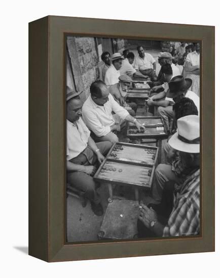 Israeli Men Playing Backgammon-Paul Schutzer-Framed Premier Image Canvas